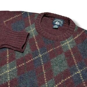 Vintage Boat House Row Mens XL Diamond Shetland Wool Sweater Maroon * Read Desc.